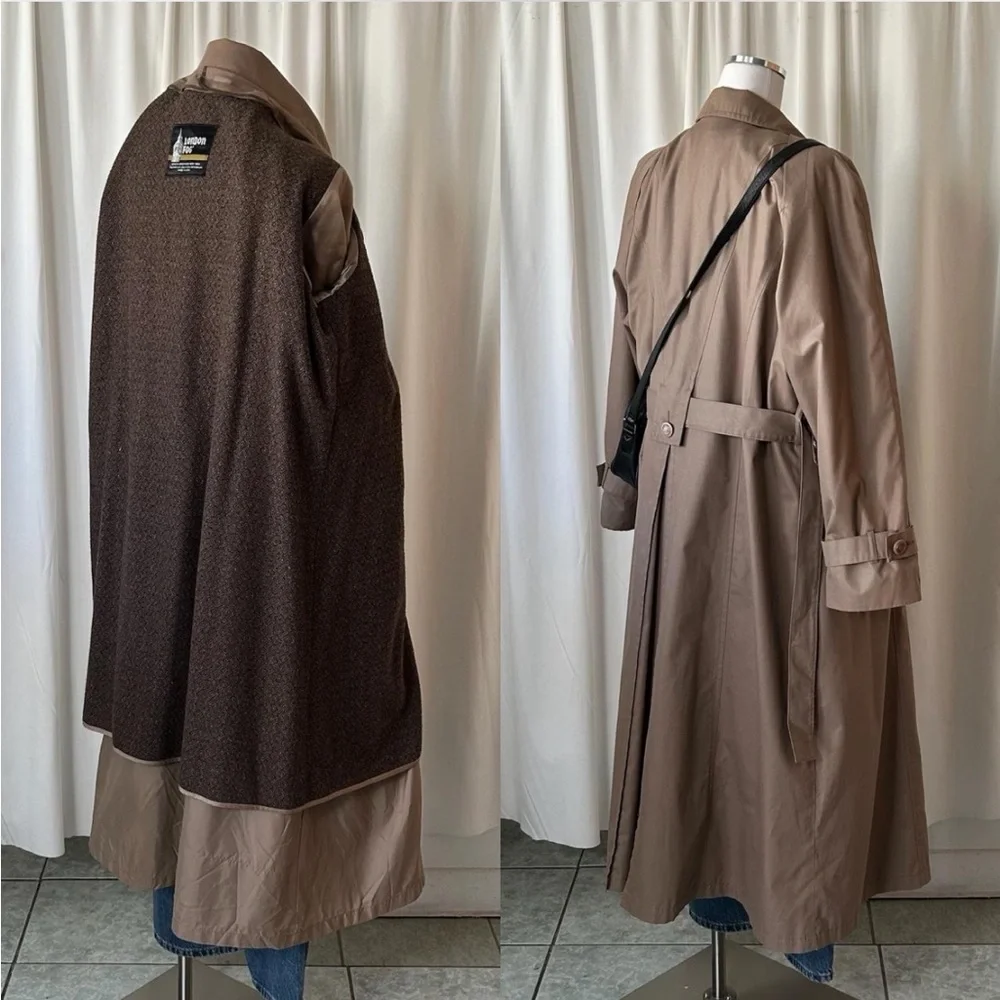 Vintage 1980s London Fog Trench Coat Brown size 14 - Picture 8 of 8